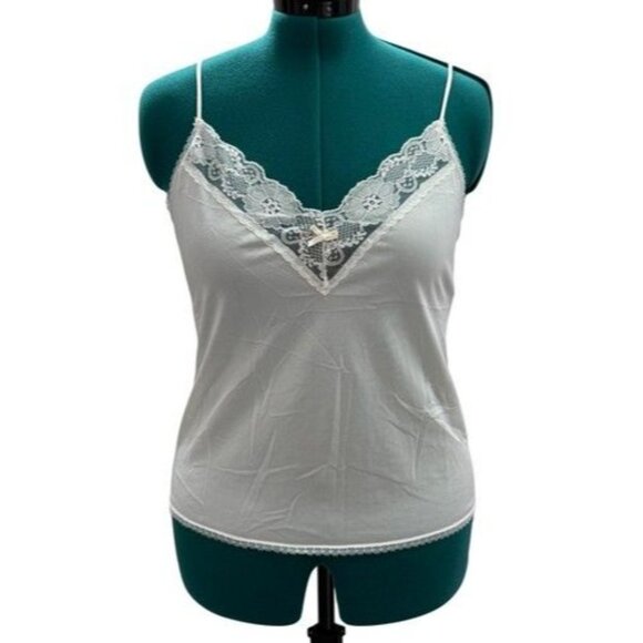 Vintage White Lace Trim Camisole By Private Treasures Women's Size M - Picture 1 of 14